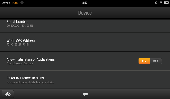 Allow installation of third party apps on Kindle Fire