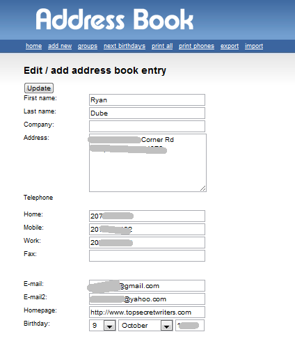 free address book