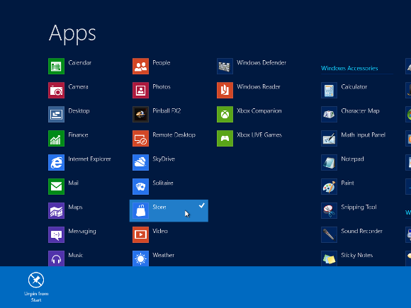 Pin an app tile to the Windows 8 start screen