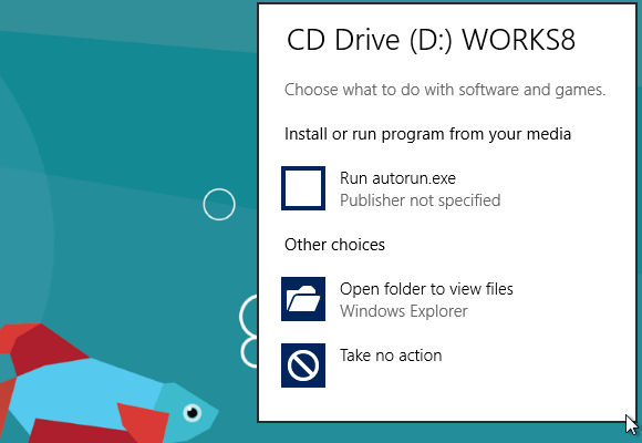 Installing software from disc in Windows 8