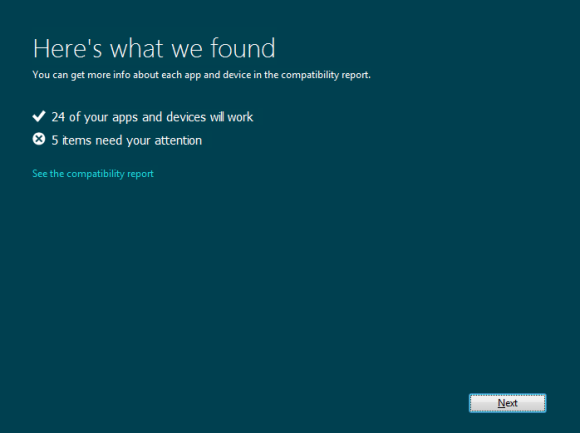 Windows 8 upgrade compatibility check