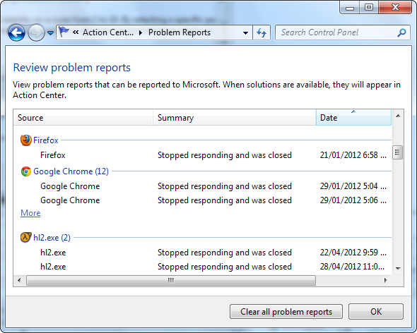 windows error reporting