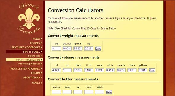 recipe conversation calculator
