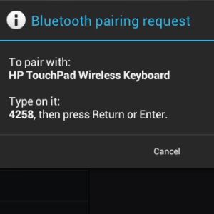 Pairing a HP TouchPad running Android Ice Cream Sandwich with a Bluetooth keyboard