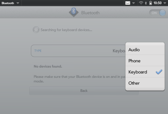 Adding a Bluetooth keyboard to the HP TouchPad in webOS