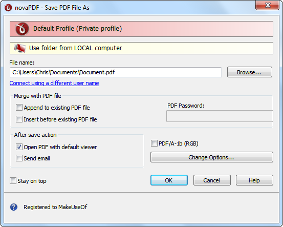 novapdf save pdf file as