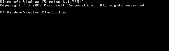 Run mcbuilder in the Windows 7 command prompt