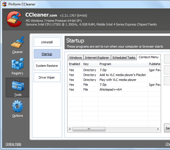 Make Windows 7 Faster By Removing Context Menu Entries image ccleaner context menu cleaning Make Windows 7 Faster By Removing Context Menu Entries