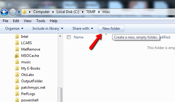 create new windows folder