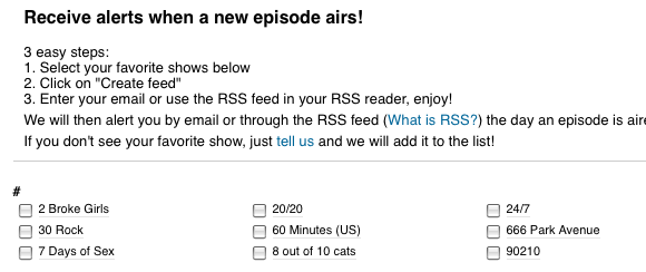 tv shows rss