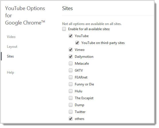 youtube options for google chrome