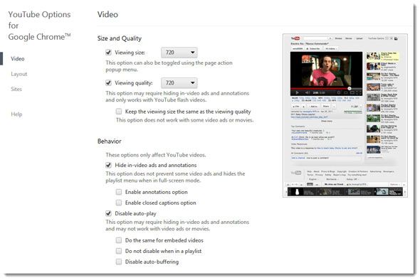 youtube options for chrome
