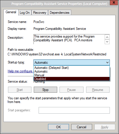 program compatibility assistant service