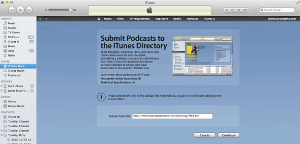 publish podcast to itunes