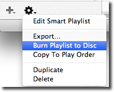 ITunes burn playlist
