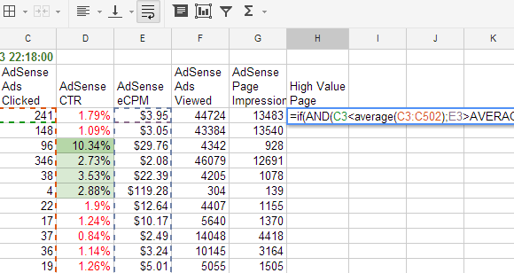 google spreadsheet formula examples