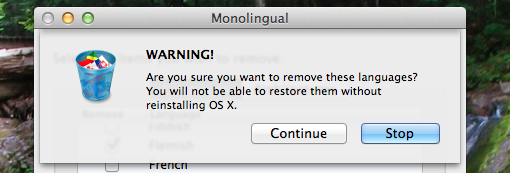 remove languages from osx