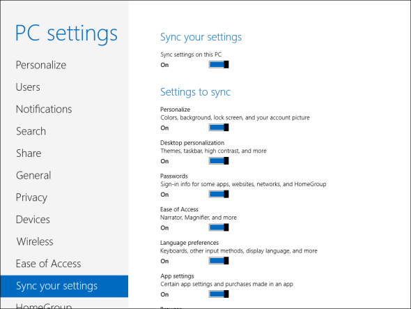 Sync Windows 8 Settings