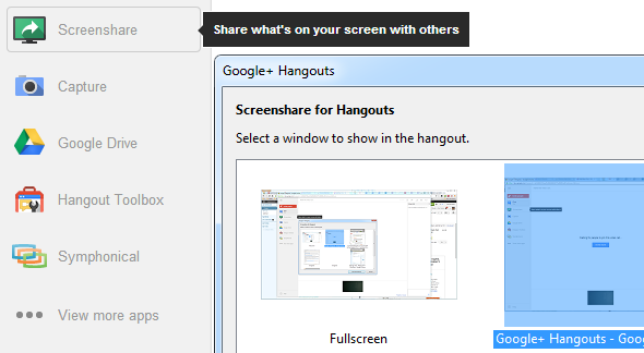 Google Hangout Screenshare