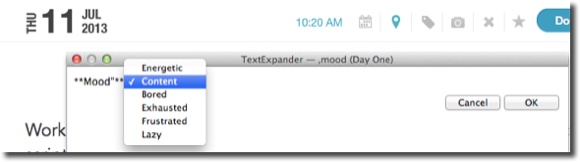 TextExpander form mood