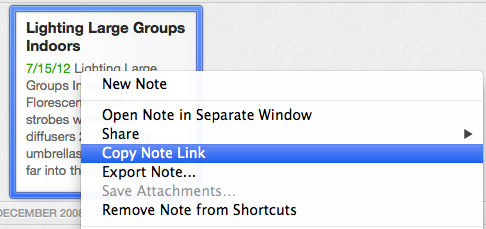 Note link Evernote