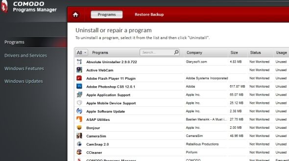 Comodo-Programs-Manager-Windows-Uninstaller