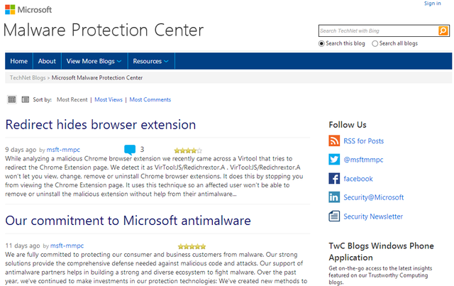 9 Microsoft Malware Protection Center