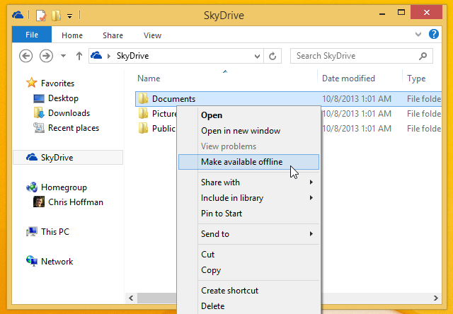 Windows 8 SkyDrive Integration