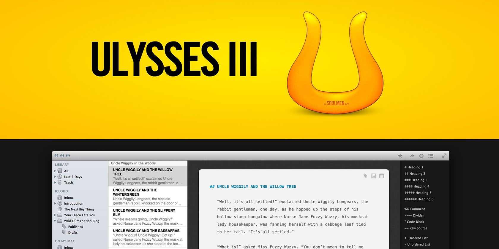 Ulysses iii 1 2 – creative writing text editor cheat