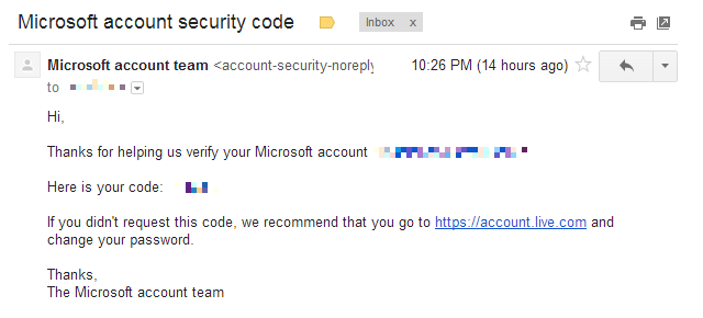 Microsoft Security Code