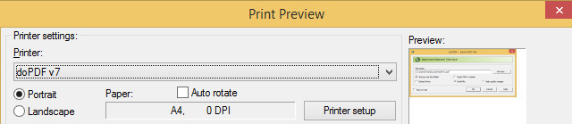 Windows 8 Print Preview