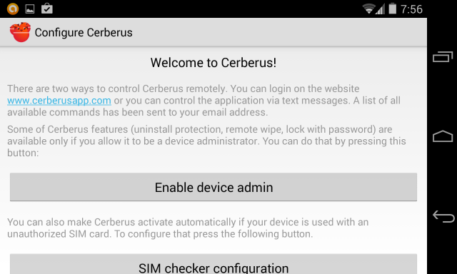 cerberus-for-android-configuration