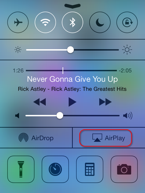 AirPlay control center