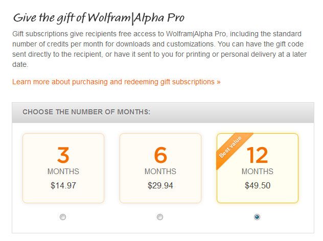 Wolfram Alpha Gift Subscription