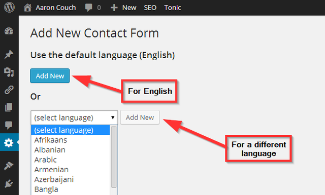 4 Contact Form 7 - New Contact Form - languages