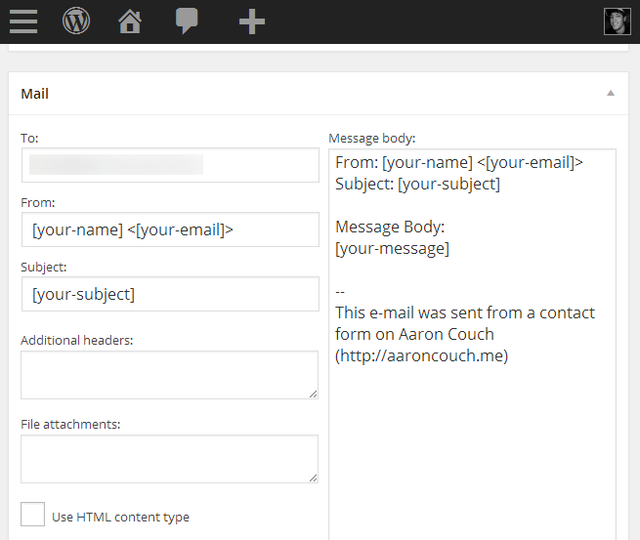 9 Contact Form 7 - New Contact Form - mail fields and message preview