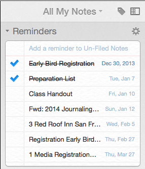 Evernote reminders