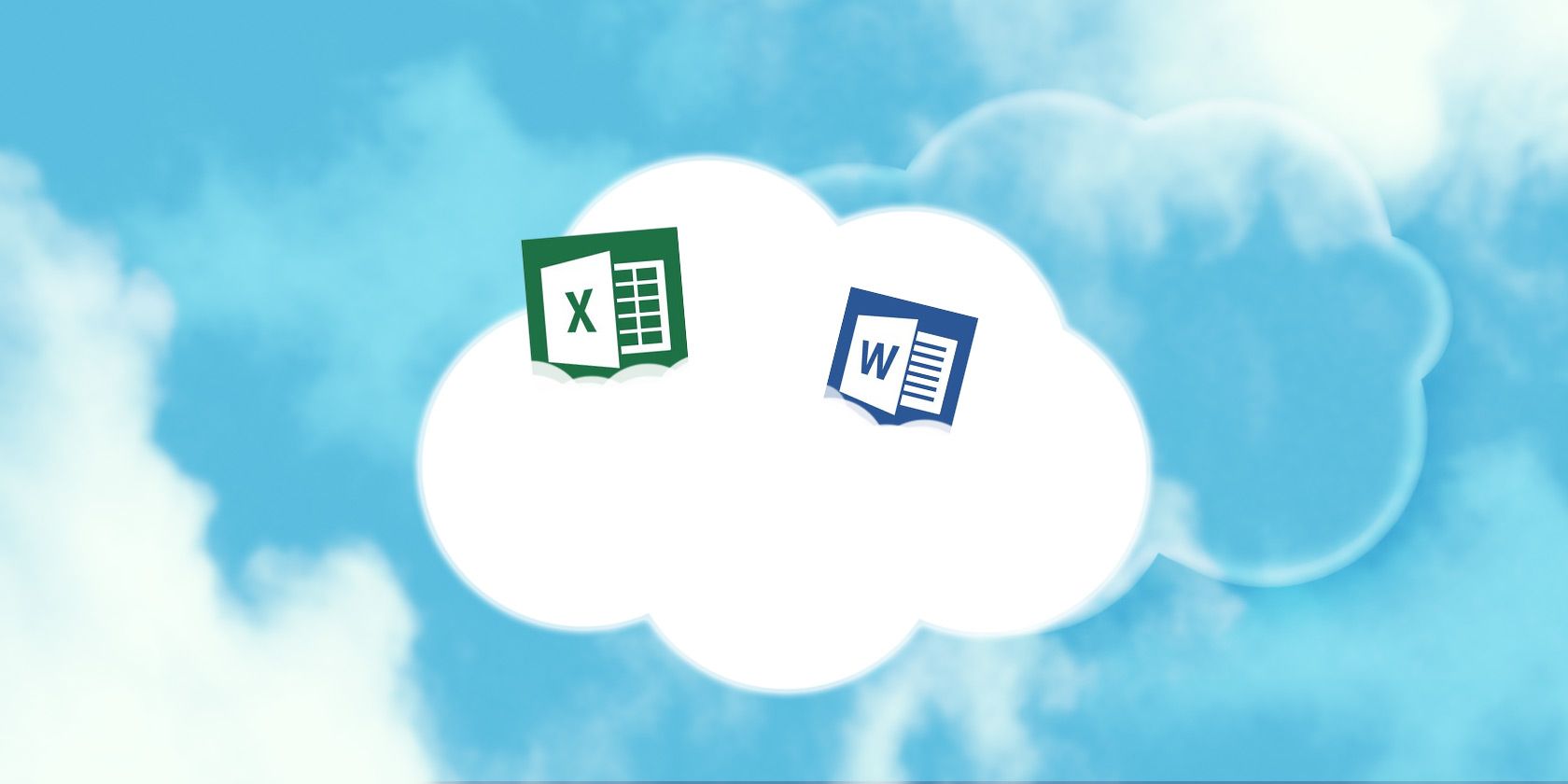 Word and Excel icons in a cloud