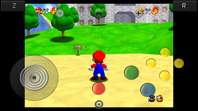 Super Mario 64 as played on RetroArch for Android