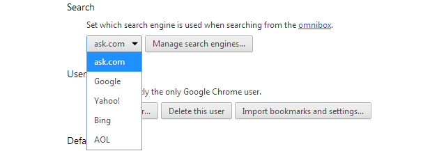 Chrome Default Search Engine