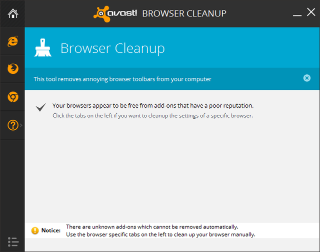 Avast - Tools - Browser Cleanup