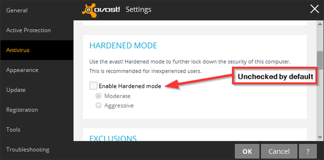 what is hardened mode in avast