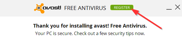 Avast - Registration - Button