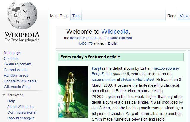 Wikipedia Frontpage