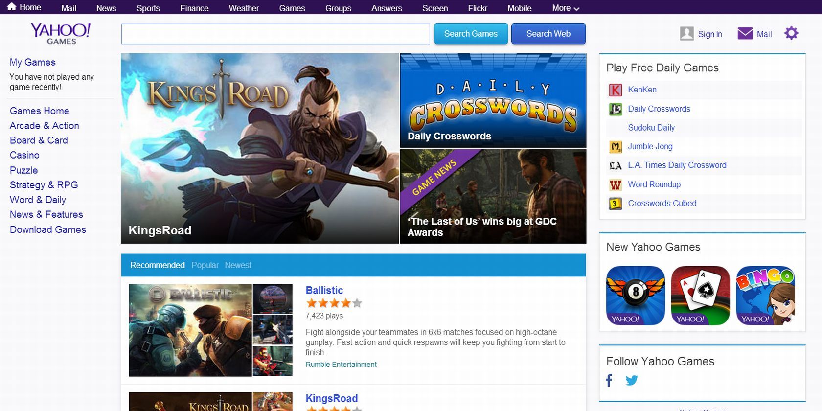 Yahoo launches new Classic Games site for Web, Android and iOS