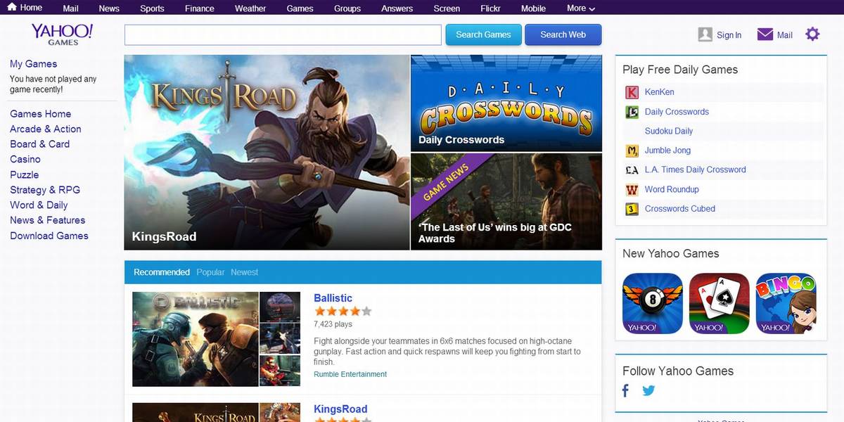 Yahoo Games Logo Yahoo's First Ever Live Stream Of An NFL Game Was A
