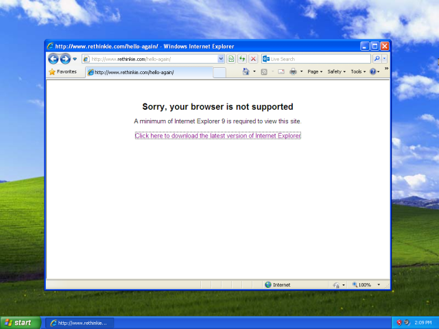 Internet Explorer 8 desteklenmiyor
