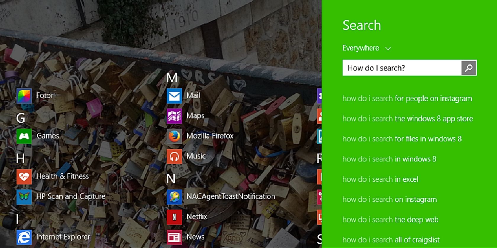 how to search on windows 8