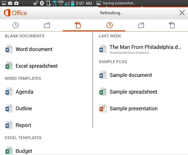 office android menus