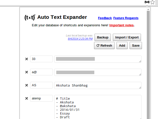 auto text expander chrome use across computers